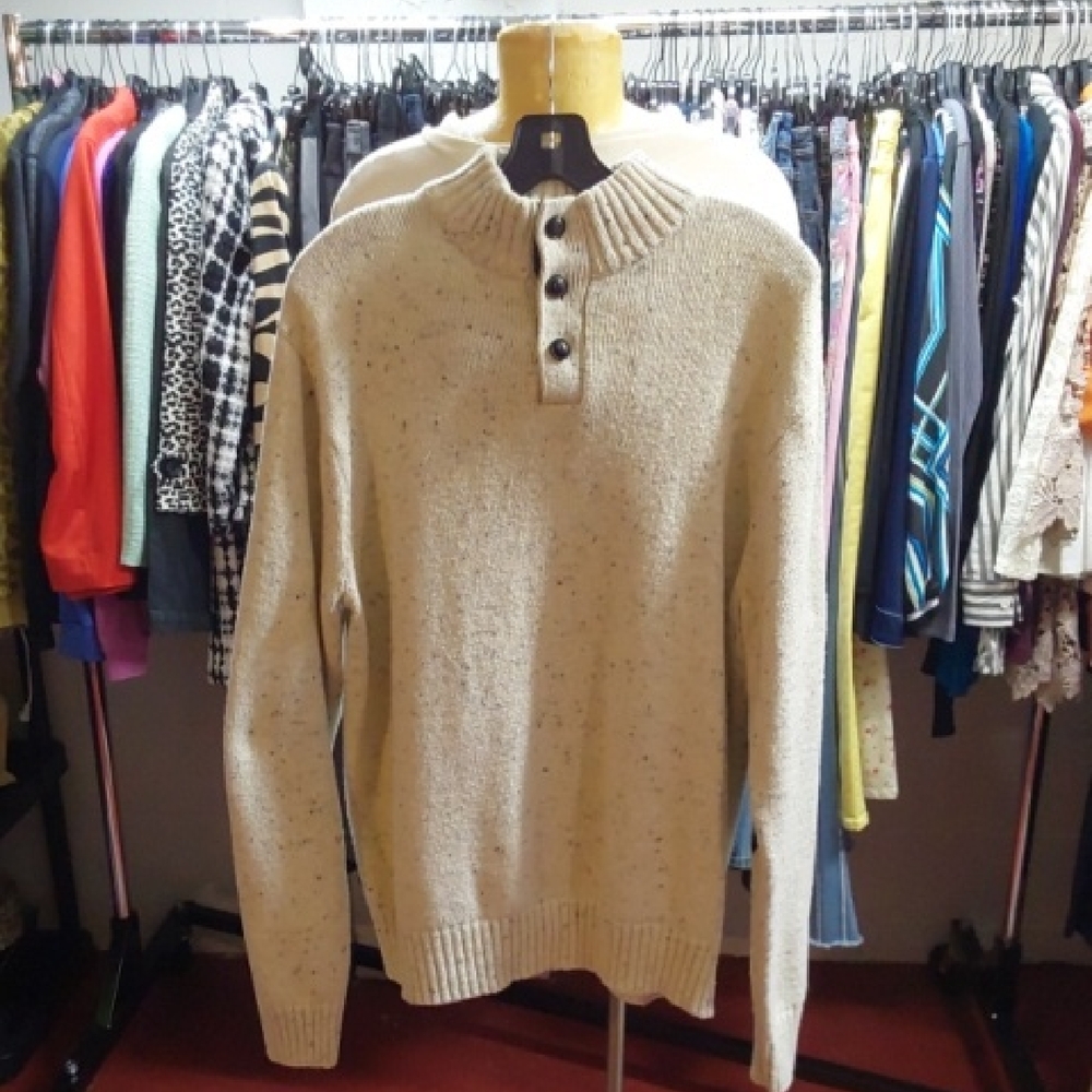 Men's Chaps Sweater with Button Collar
